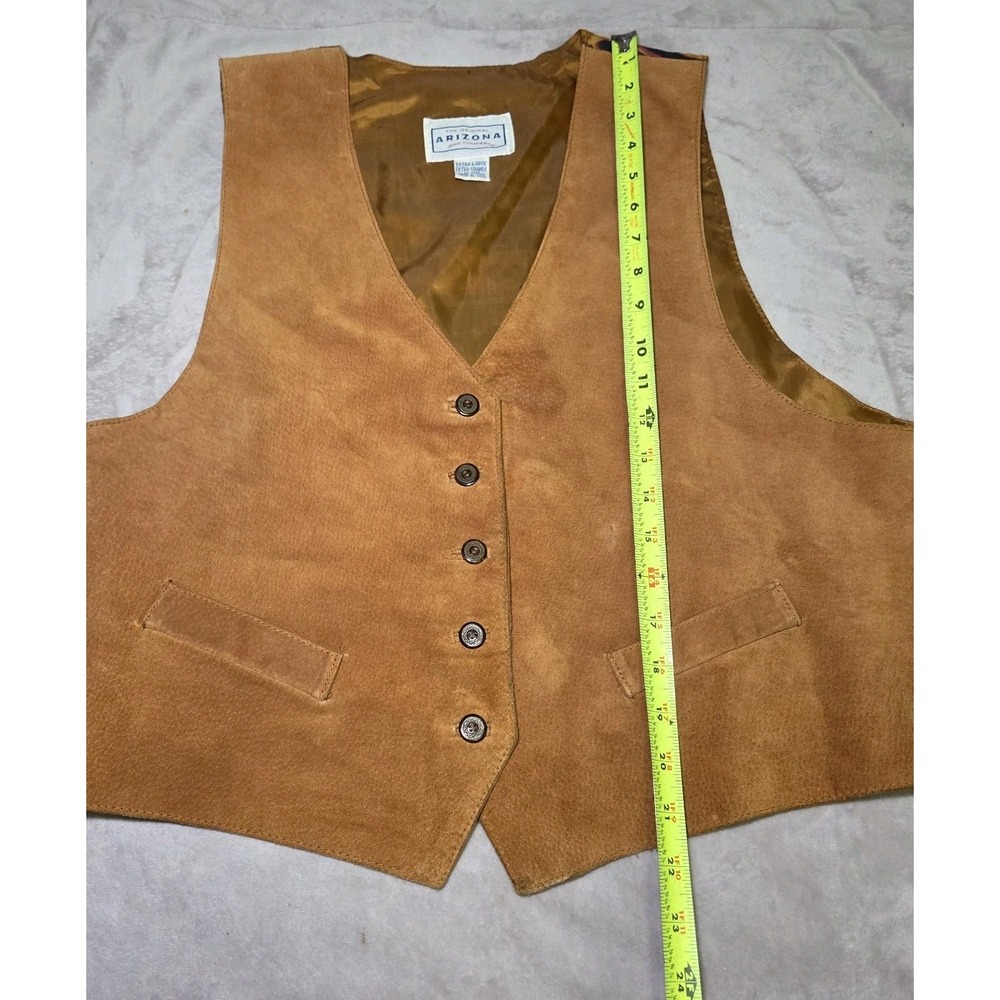 Arizona Jean Co. Brown Faux Suede Western Vest Women's XL Button Front Vintage - Picture 4 of 8